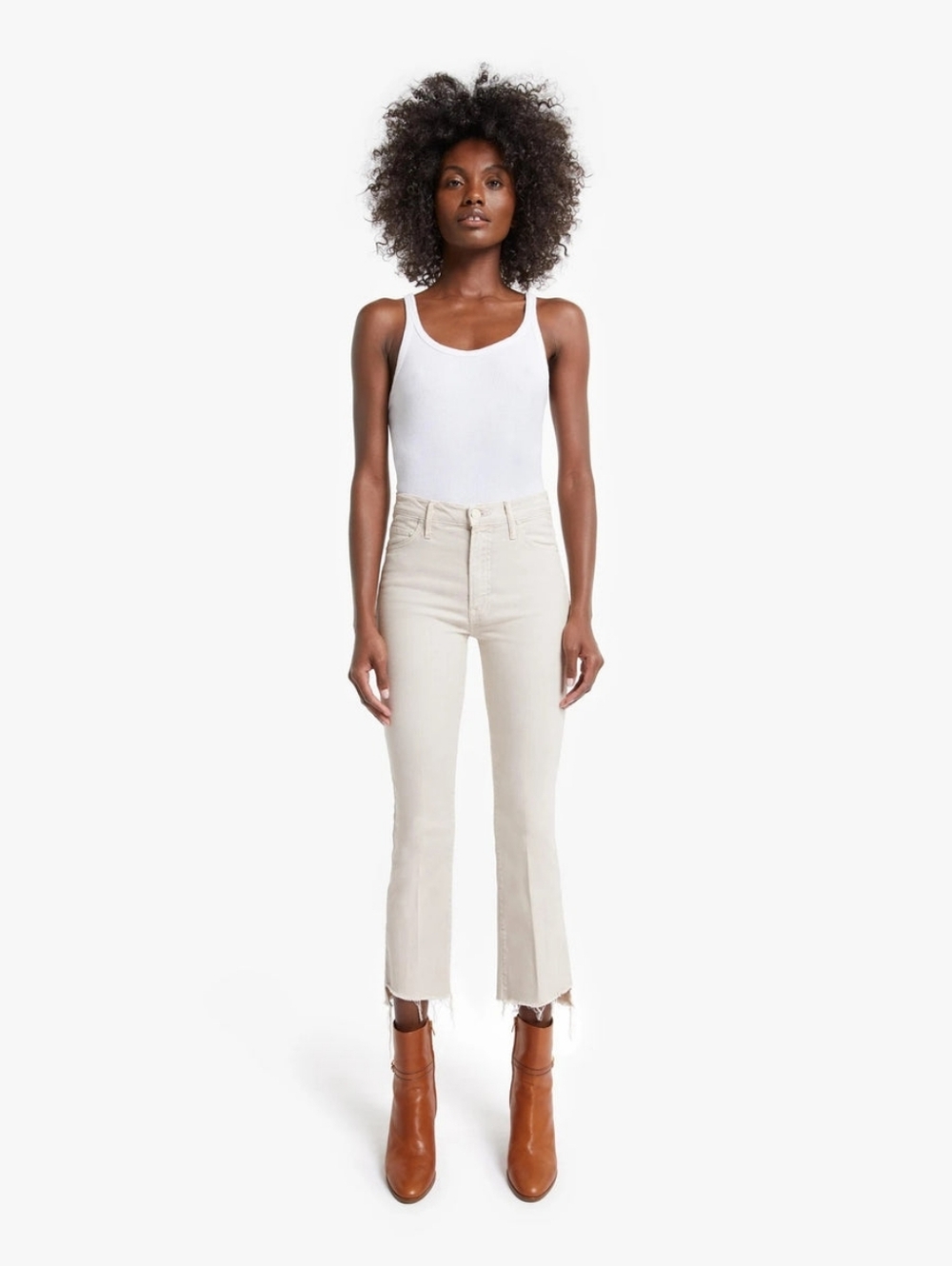 Mother Denim The Insider Crop Step Fray in   Cream Puffs Size 32